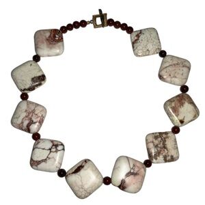 Magnesite Stone Necklace - Marble Look